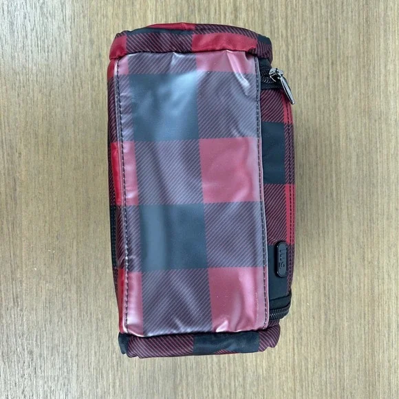 LUG Cosmetics Train Case Buffalo Plaid Red Black New Makeup Travel Bag - Picture 9 of 12